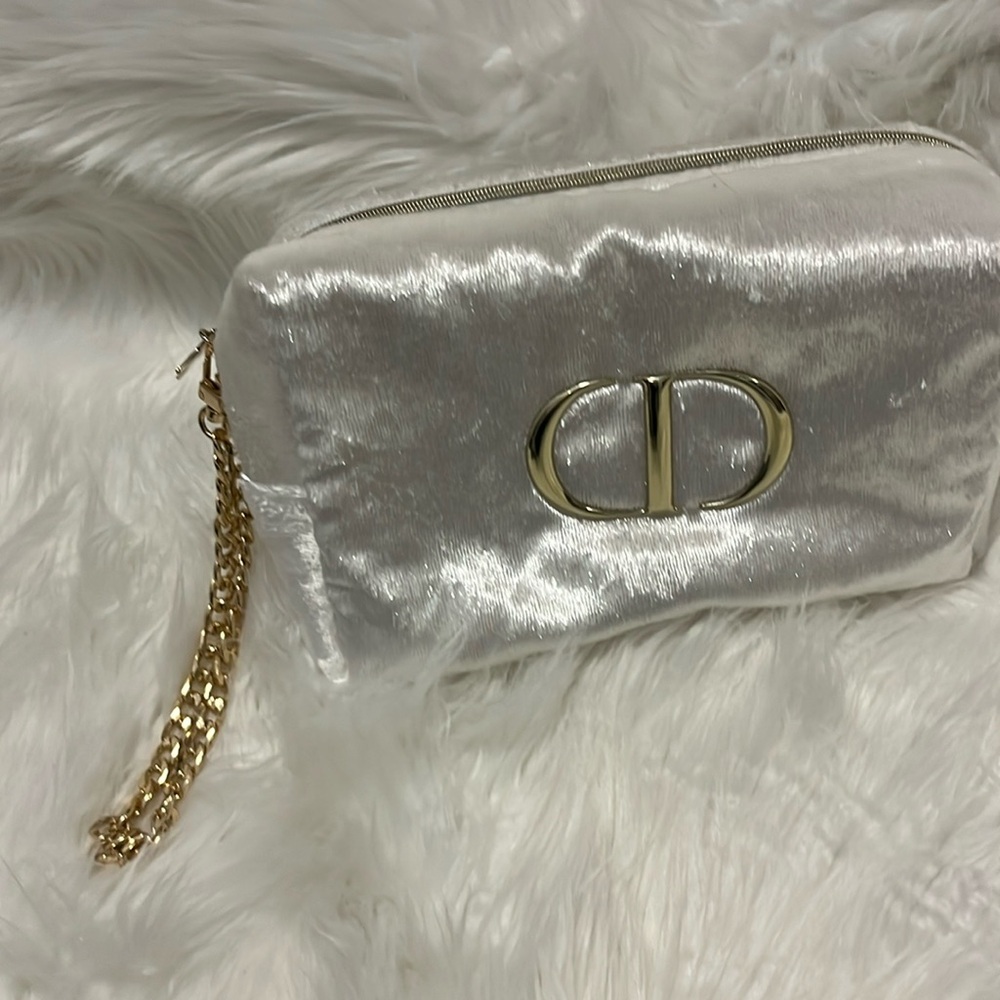 Dior Mini Bag in Silver with Gold Chain